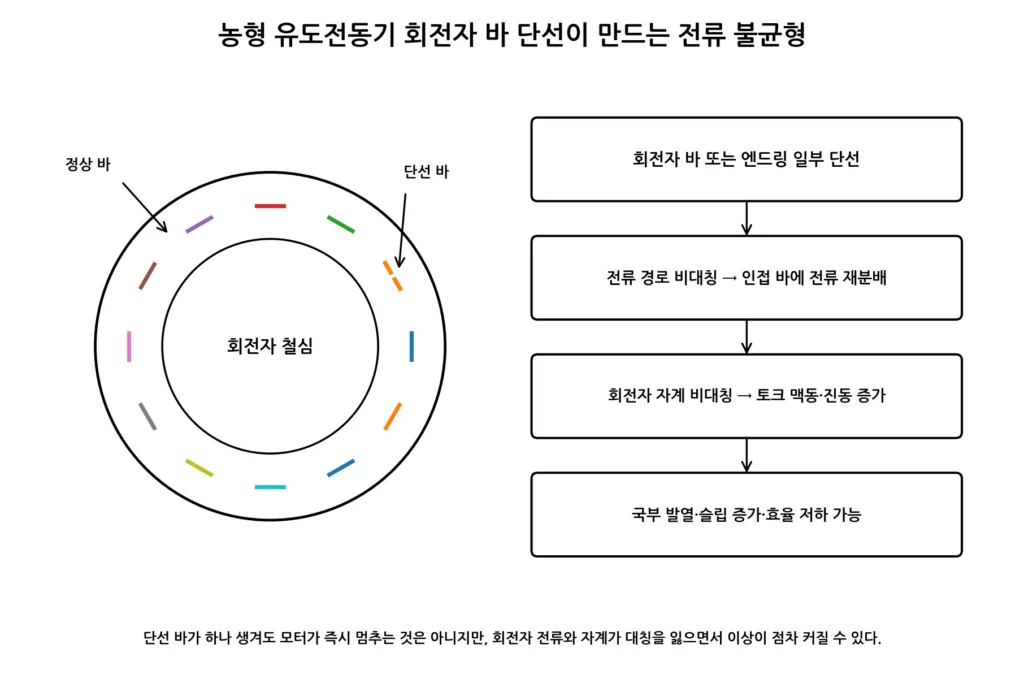 회전자 바 단선·전류 재분배 그림