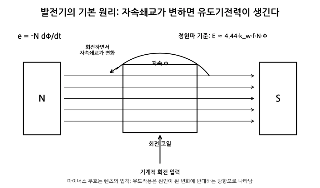 발전기의 기본원리와 전동기의 원리는 어떻게 연결될까? 2 자속 변화에 따른 발전기의 전자기 유도 원리