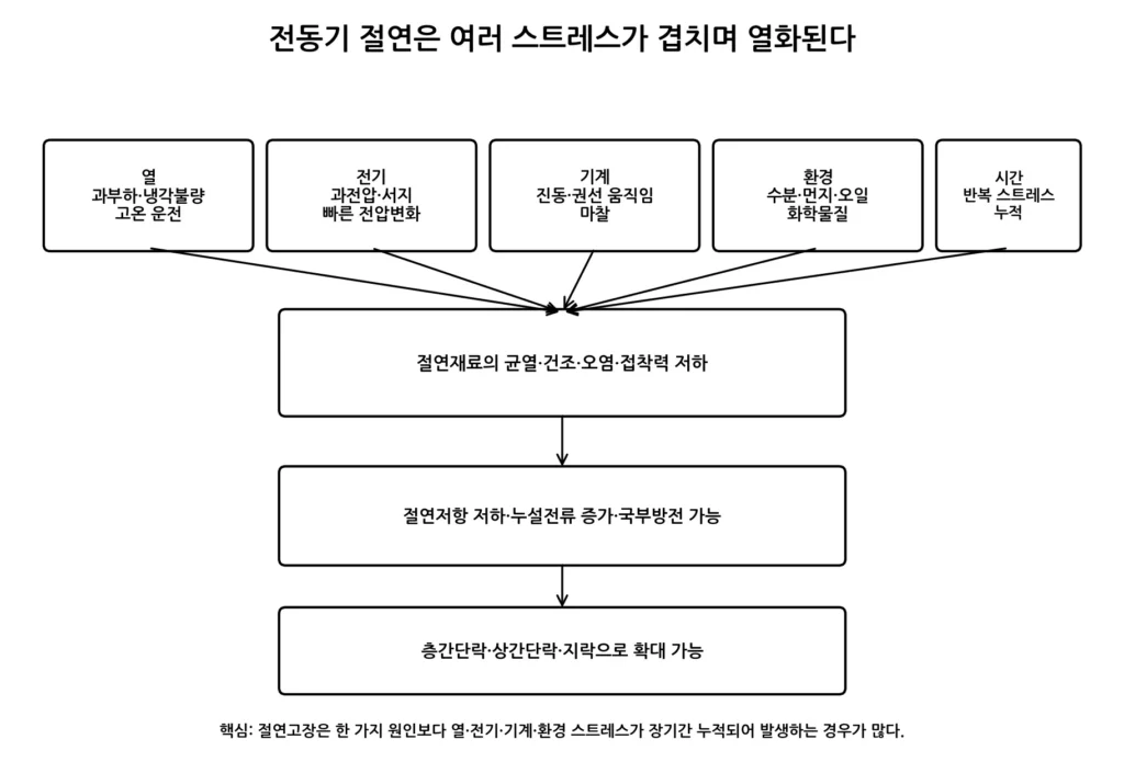 전동기 절연은 왜 열화될까? 1 전동기 절연 열화 원인 그림