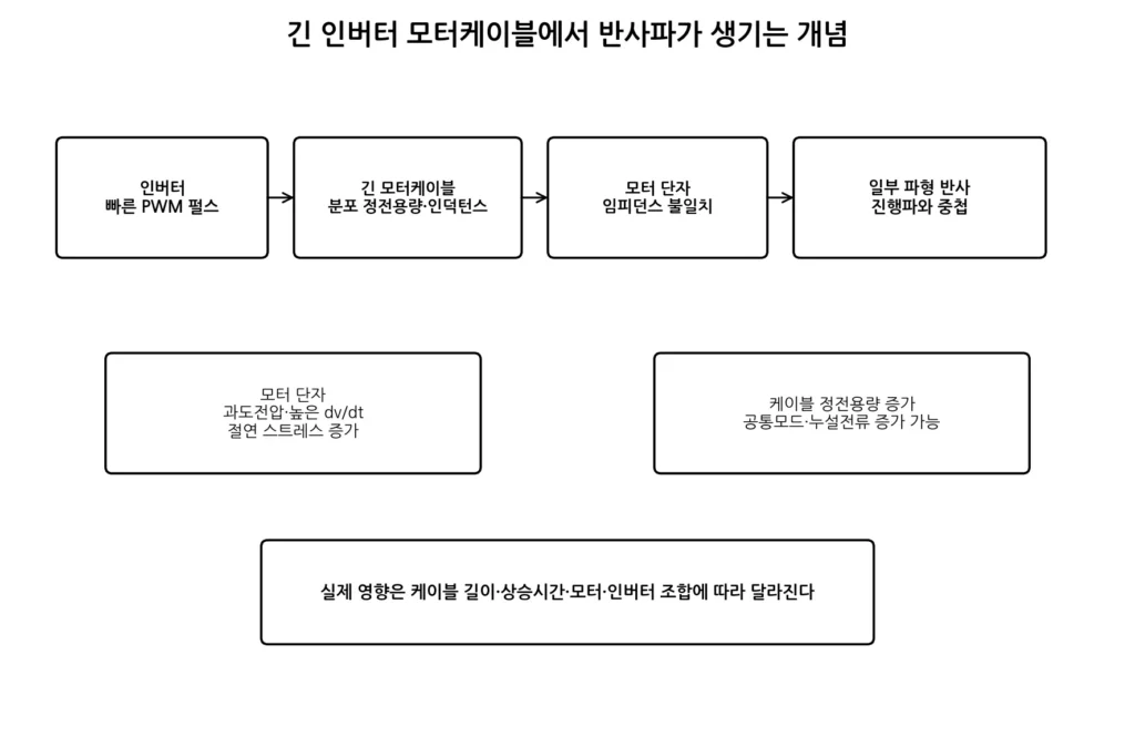 긴 케이블 반사파 그림